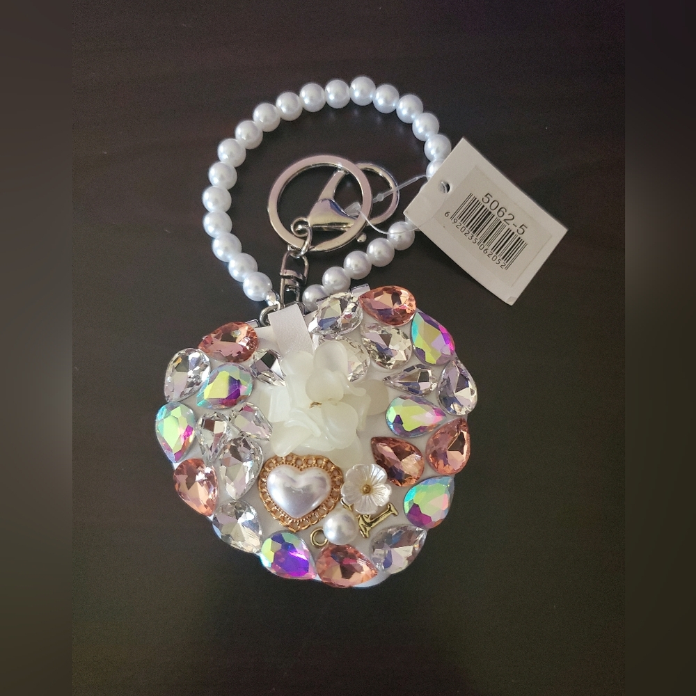 Keepsake Bejeweled Two-Sided Mirror with Pearly Hand Grip